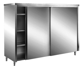 Edelstahl-Lagerschrank mit Schiebetüren Flachdach 1000x600